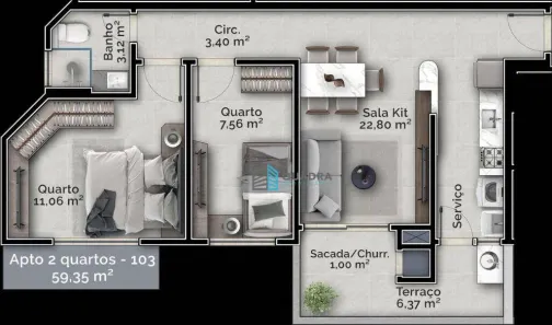 Apartamento com 2 Quartos à venda, 59m² no Carvoeira, Florianópolis