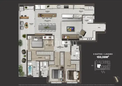 Apartamento com 3 Quartos à venda, 159m² no Estreito, Florianópolis