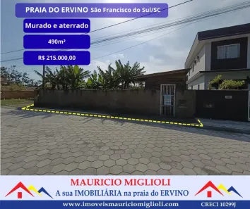 Lote/Terreno à venda, 490m² no Praia do Ervino, São Francisco do Sul