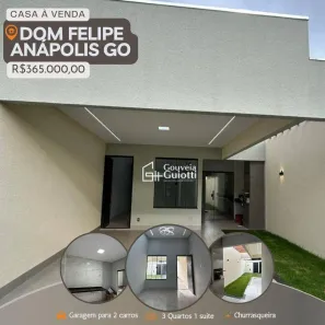 Casa com 3 Quartos à venda, 103m² no Residencial Dom Felipe, Anápolis