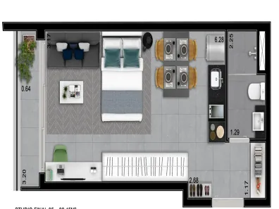 Apartamento com 1 Quarto à venda, 32m² no Cerqueira César, São Paulo