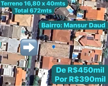 Lote/Terreno à venda, 672m² no Parque Residencial Comendador Mançor Daud, São José do Rio Preto