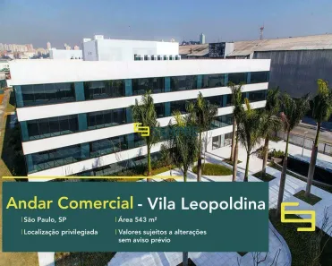 Sala Comercial para alugar, 543m² no Vila Leopoldina, São Paulo