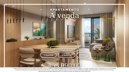 Apartamento com 3 Quartos à venda, 70m² no Conjunto Jacaraípe, Serra