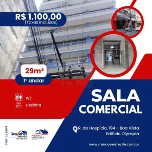Sala Comercial para alugar, 29m² no Boa Vista, Recife