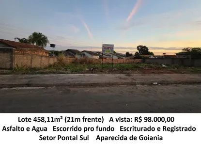 Lote/Terreno à venda, 458m² no Pontal Sul - Acréscimo, Aparecida de Goiânia