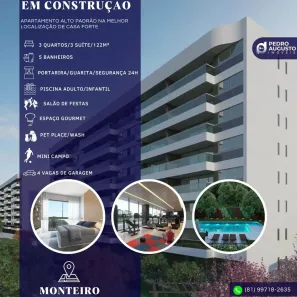 Apartamento com 3 Quartos à venda, 122m² no Monteiro, Recife