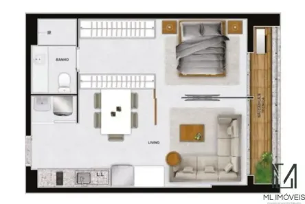 Flat com 1 Quarto à venda, 49m² no Setor Marista, Goiânia