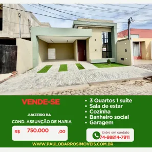 Casa de Condomínio com 3 Quartos à venda, 135m² no Pedra do Lord, Juazeiro