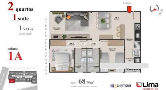 Apartamento com 2 Quartos à venda, 64m² no Praia do Morro, Guarapari
