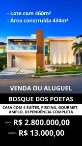 Casa de Condomínio com 4 Quartos para alugar, 434m² no Parque do Jiqui, Parnamirim
