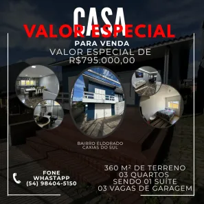 Sobrado com 3 Quartos à venda, 360m² no Jardim Eldorado, Caxias do Sul