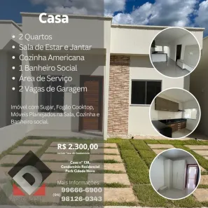 Casa com 2 Quartos para alugar, 60m² no Novo Horizonte, Marabá