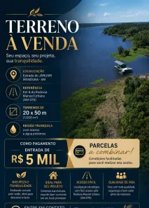 Lote/Terreno à venda, 1000m² no , Iranduba
