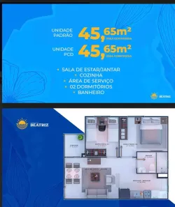 Apartamento com 2 Quartos à venda, 45m² no Vila Maioba do Janipapeiro, Paço do Lumiar