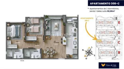 Apartamento com 2 Quartos à venda, 63m² no Várzea Grande 1º de Maio, Gramado