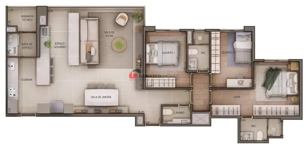 Apartamento com 3 Quartos à venda, 106m² no Campestre, Santo André