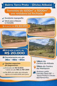 Lote/Terreno à venda, 1000m² no Terra Preta (Terra Preta), Mairiporã