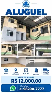 Galpão/Depósito/Armazém para alugar, 520m² no Taquara, Rio de Janeiro