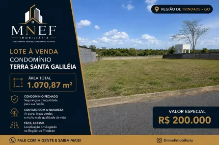 Lote/Terreno à venda, 1070m² no Condomínio de Chácaras Galiléia, Trindade