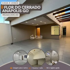 Casa com 3 Quartos à venda, 105m² no Residencial Flor do Cerrado, Anápolis