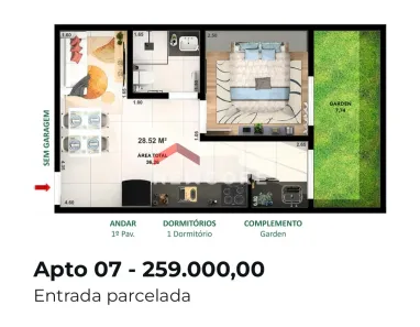 Apartamento com 1 Quarto à venda, 28m² no Jardim Líbano, São Paulo