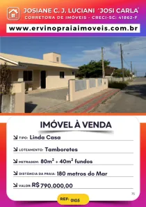 Casa com 3 Quartos à venda, 80m² no Praia do Ervino, São Francisco do Sul