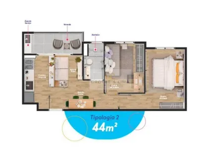 Apartamento com 2 Quartos à venda, 44m² no Jardim Topázio, São José dos Campos