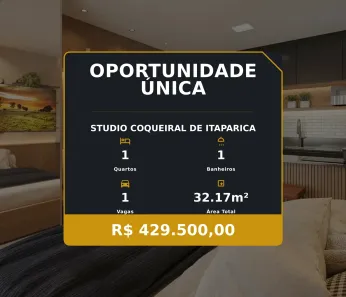 Apartamento com 1 Quarto à venda, 32m² no Coqueiral de Itaparica, Vila Velha