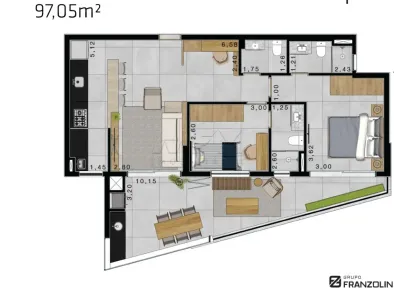 Apartamento com 2 Quartos à venda, 97m² no Vila Aviação, Bauru