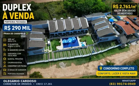 Sobrado com 3 Quartos à venda, 105m² no Praia de Carapibus, Conde