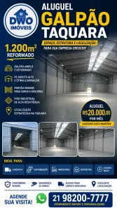 Galpão/Depósito/Armazém para alugar, 1200m² no Taquara, Rio de Janeiro