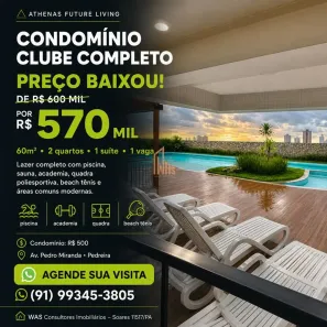 Apartamento com 2 Quartos à venda, 60m² no Pedreira, Belém