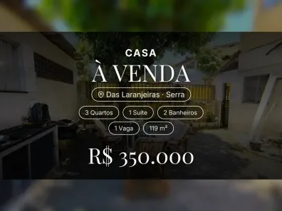 Casa com 3 Quartos à venda, 119m² no das Laranjeiras, Serra