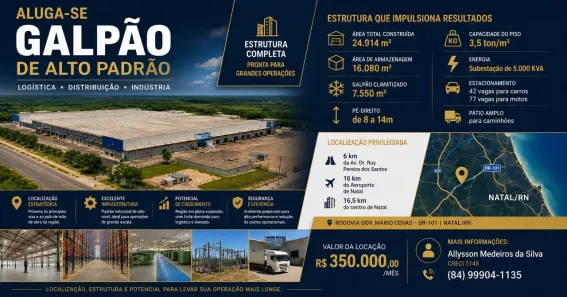 Galpão/Depósito/Armazém com 1 Quarto à venda, 16080m² no Jardins, São Gonçalo do Amarante