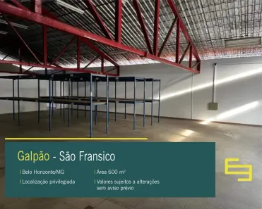 Galpão/Depósito/Armazém para alugar, 600m² no São Francisco, Belo Horizonte