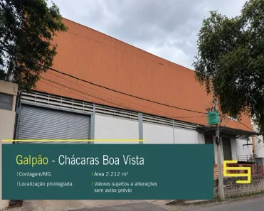 Galpão/Depósito/Armazém para alugar, 2212m² no Chácaras Boa Vista, Contagem