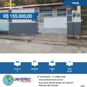 Casa com 2 Quartos à venda, 80m² no Tribobó, São Gonçalo