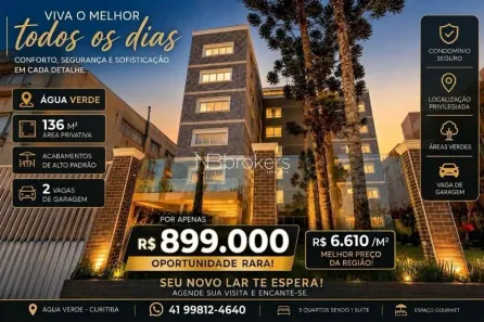 Apartamento com 3 Quartos à venda, 136m² no Água Verde, Curitiba