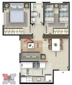 Apartamento com 2 Quartos à venda, 45m² no Borba Gato, Sabará