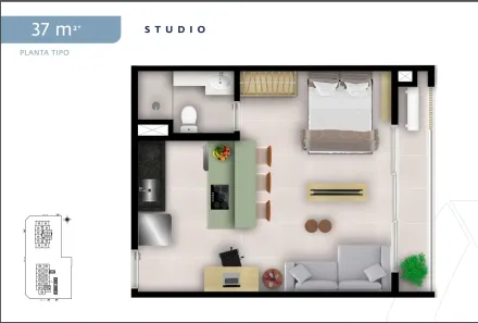 Apartamento com 1 Quarto à venda, 35m² no Setor Bueno, Goiânia