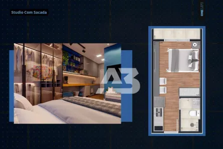 Apartamento com 1 Quarto à venda, 17m² no Portão, Curitiba