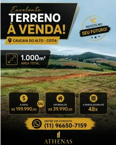 Lote/Terreno à venda, 1000m² no dos Mendes (Caucaia do Alto), Cotia