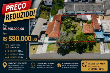 Lote/Terreno à venda, 486m² no Bairro Alto, Curitiba