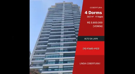 Cobertura com 4 Quartos à venda, 263m² no Alto da Lapa, São Paulo