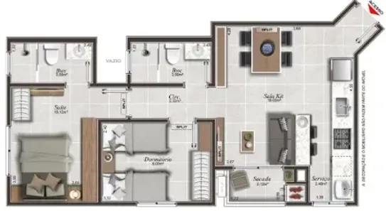 Apartamento com 2 Quartos à venda, 56m² no Pedra Branca, Palhoça