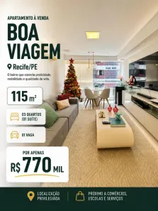 Apartamento com 3 Quartos à venda, 115m² no Boa Viagem, Recife