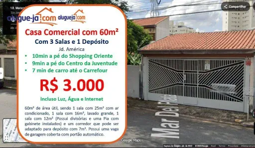 Imóvel Comercial para alugar, 60m² no Jardim América, São José dos Campos