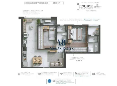 Apartamento com 2 Quartos à venda, 61m² no Jardim das Colinas, São José dos Campos