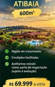 Lote/Terreno à venda, 600m² no Jardim Brasil, Atibaia
